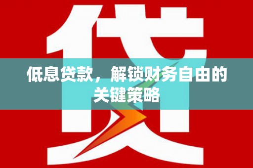 友好低息贷款，解锁财务自由的关键策略